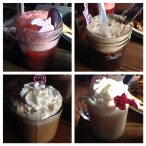 Clockwise from top left: Cherry Rhubarb Pie Float, Dark & Snappy, Kentucky Coffee, Carolina Coffee